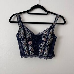 Victoria Secret Bustier Corset Top Women’s Navy Blue Sz S Renaissance Fairycore